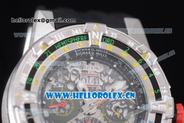 Richard Mille RM60-01 Asia Automatic Steel Case with Skeleton Dial Black Rubber Strap and Stick/Arabic Numeral Markers - Click Image to Close